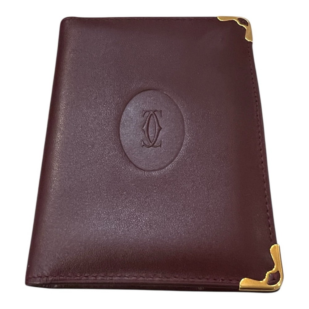 Vintage Cartier Must de Cartier Burgundy (Bordeaux) Calfskin Leather Card Holder